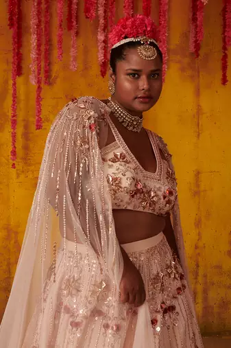 Crystal Pink Embroidered Lehenga Set