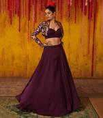 Purple Embroidered lehenga with Jacket