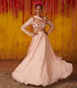 Light Pink Satin Organza Lehenga Set