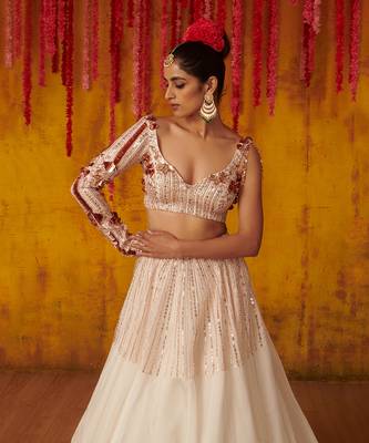 White Embroidered Lehenga Set 2