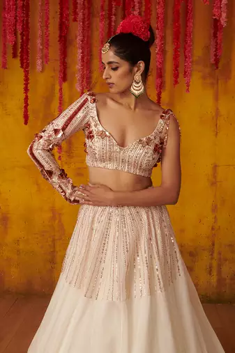 White Embroidered Lehenga Set