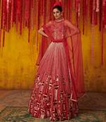 Ruby Red Embroidered Lehenga Set