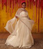 White Satin Organza Lehenga Set