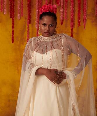 White Satin Organza Lehenga Set 3