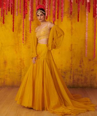 Mustard Organza Lehenga Set 1