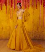 Mustard Organza Lehenga Set