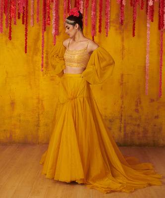 Mustard Organza Lehenga Set 2
