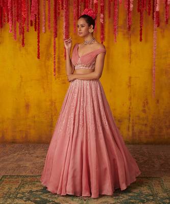Onion Pink Embroidered Lehenga Set 2