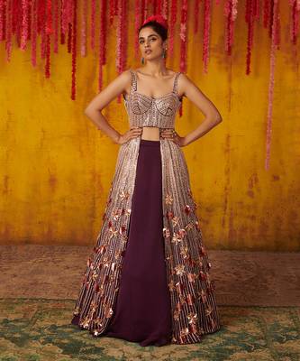 Purple Silk Lehega Set 3