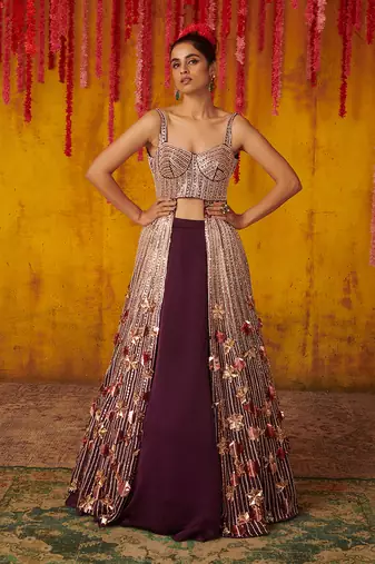 Purple Silk Lehega Set