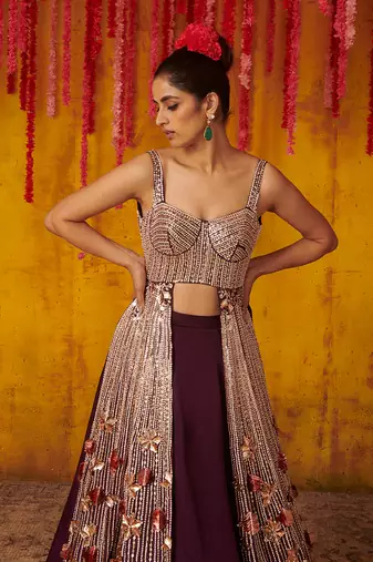 Purple Silk Lehega Set