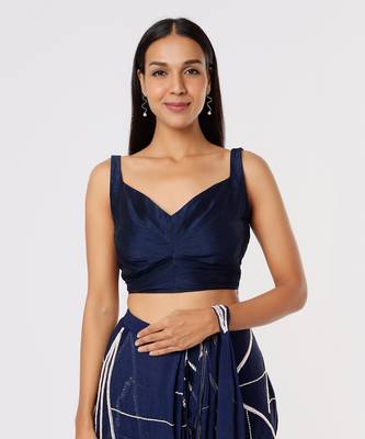 Navy blue saree with belt 3