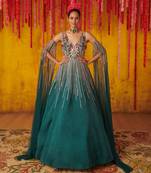 Green Embroidered Gown