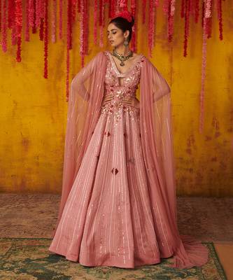 Onion Pink Embroidered Cut-Out Gown 1