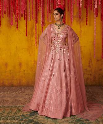 Onion Pink Embroidered Cut-Out Gown 2