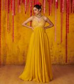 Mustard Yellow Silk Anarkali