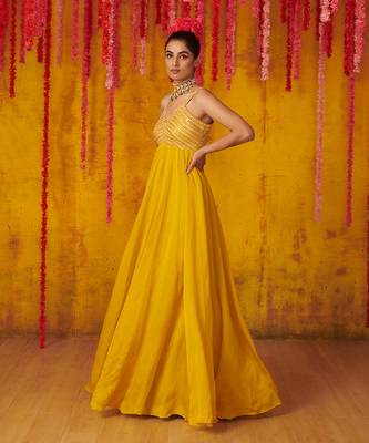 Mustard Yellow Silk Anarkali 2