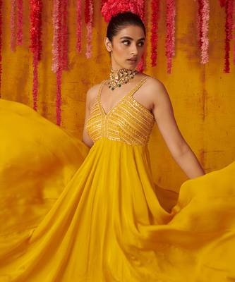 Mustard Yellow Silk Anarkali 3