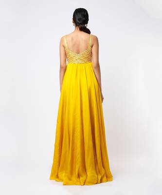 Mustard Yellow Silk Anarkali 5