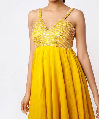 Mustard Yellow Silk Anarkali 6