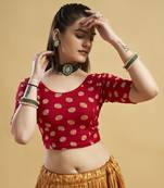 HIMALAY FASHION Roud Neck Printed Red Color Half SleeveBlouse.