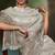 Grey plain organza saree with blouse
