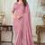 Onion pink embroidered silk saree with blouse
