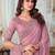 Onion pink embroidered silk saree with blouse