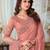 Salmon embroidered silk saree with blouse