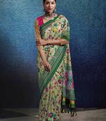 Light green woven patola saree with blouse