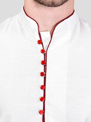 PRINTCULTR Men's Silk Traditional Kurta Pyjama Set | Regular Long Sleeve, Straight, Knee Length  Neck Solid Kurta 4