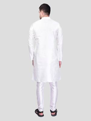 PRINTCULTR Men's Silk Traditional Kurta Pyjama Set | Regular Long Sleeve, Straight, Knee Length  Neck Solid Kurta 5