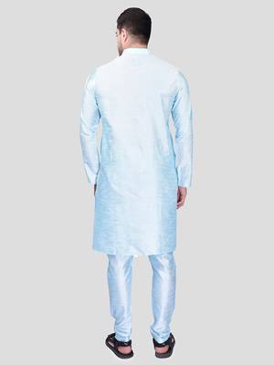 PRINTCULTR Men's Silk Traditional Kurta Pyjama Set | Regular Long Sleeve, Straight, Knee Length  Neck Solid Kurta 5