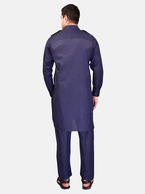 PRINTCULTR Men's Traditional Cotton Blend Pathani Suit Set | Regular Long Sleeve, Straight, Knee LengthSolid Kurta 4