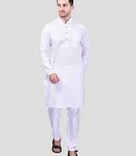 PRINTCULTR Men's Cotton Traditional Kurta Pyjama Set | Regular Long Sleeve, Straight, Knee Length  Neck Solid Kurta