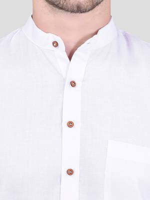 PRINTCULTR Men's Cotton Traditional Kurta Pyjama Set | Regular Long Sleeve, Straight, Knee Length  Neck Solid Kurta 4