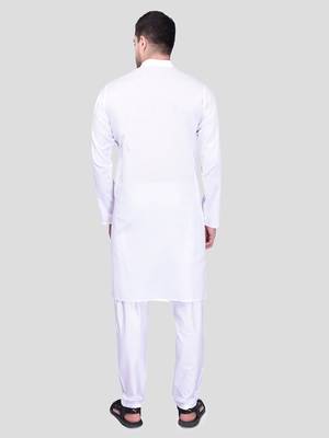 PRINTCULTR Men's Cotton Traditional Kurta Pyjama Set | Regular Long Sleeve, Straight, Knee Length  Neck Solid Kurta 5