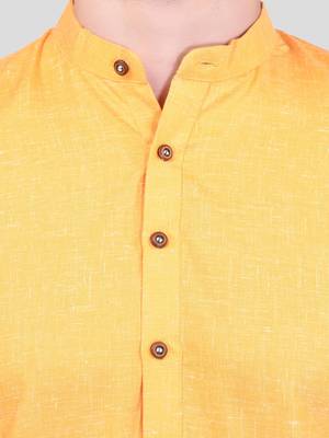 PRINTCULTR Men's Cotton Traditional Kurta Pyjama Set | Regular Long Sleeve, Straight, Knee Length  Neck Solid Kurta 4