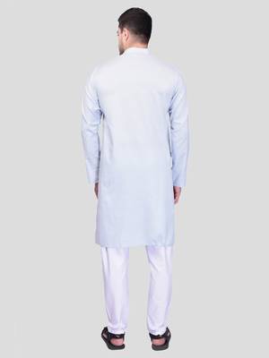 PRINTCULTR Men's Cotton Traditional Kurta Pyjama Set | Regular Long Sleeve, Straight, Knee Length  Neck Solid Kurta 10