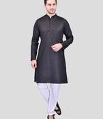 PRINTCULTR Men's Cotton Traditional Kurta Pyjama Set | Regular Long Sleeve, Straight, Knee Length  Neck Solid Kurta