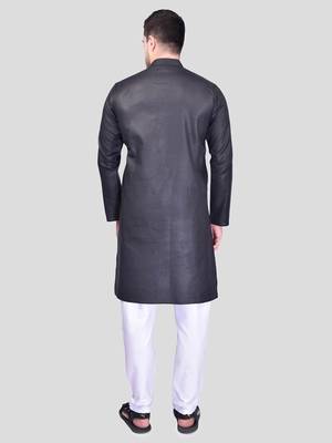 PRINTCULTR Men's Cotton Traditional Kurta Pyjama Set | Regular Long Sleeve, Straight, Knee Length  Neck Solid Kurta 5