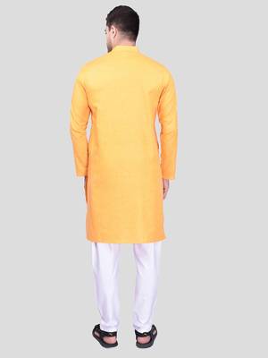 PRINTCULTR Men's Cotton Traditional Kurta Pyjama Set | Regular Long Sleeve, Straight, Knee Length  Neck Solid Kurta 10