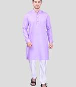 PRINTCULTR Men's Cotton Traditional Kurta Pyjama Set | Regular Long Sleeve, Straight, Knee Length  Neck Solid Kurta
