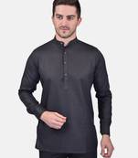 PRINTCULTR Men's Cotton Blend Traditional Designer Solid Color Short Kurta Regular Long Sleeve, Straight,Solid Kurta