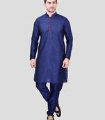 PRINTCULTR Men's Silk Traditional Kurta Pyjama Set With Nehru Jacket| Regular Long Sleeve, Straight, Solid Kurta