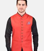 PRINT CULTR Men's Solid Cotton Blend Soft Finish Sleeveless Nehru/ Modi jacket/Sadri/Waistcoat/Bundi Jacket/for Men