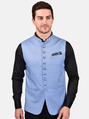 PRINT CULTR Men's Solid Cotton Blend Soft Finish Sleeveless Nehru/ Modi jacket/Sadri/Waistcoat/Bundi Jacket/for Men 1