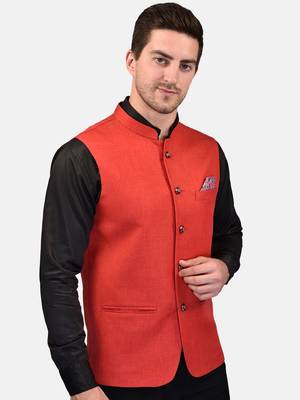 PRINT CULTR Men's Solid Cotton Blend Soft Finish Sleeveless Nehru/ Modi jacket/Sadri/Waistcoat/Bundi Jacket/for Men 3
