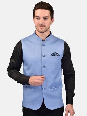 PRINT CULTR Men's Solid Cotton Blend Soft Finish Sleeveless Nehru/ Modi jacket/Sadri/Waistcoat/Bundi Jacket/for Men 1
