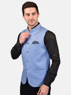 PRINT CULTR Men's Solid Cotton Blend Soft Finish Sleeveless Nehru/ Modi jacket/Sadri/Waistcoat/Bundi Jacket/for Men 3